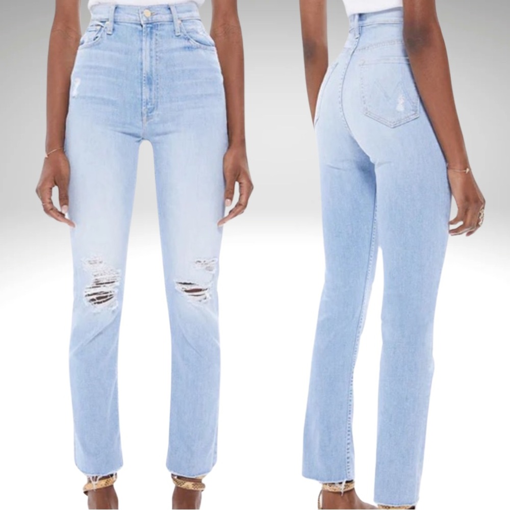 MOTHER High Waisted Rider Ankle Fray Jeans Island Afterhours 27